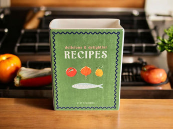 New Green & Blue Delicious Recipes Book Country Italy Kitchen Utensil Holder