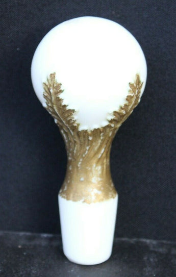 VTG White Milk Glass / Gold Victorian Embossed Decanter Wine Bottle Stopper