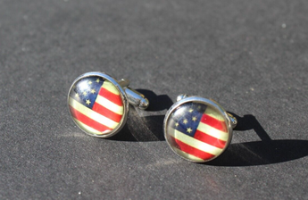 Vintage Stars and Stripes American Flag Patriotic Cufflinks NOS