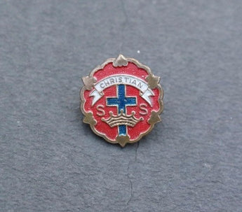 Vtg Religious (Christian) Roman Catholic S S cross through crown Leavens Mfg Pin