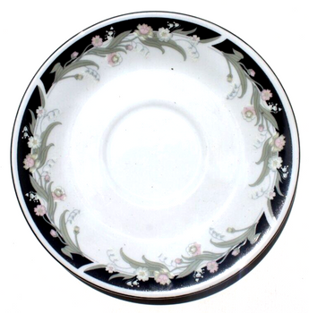 Vintage Black White Pink Sea Gull Fine China Jian Shiang Dinner Tea Cup Plate