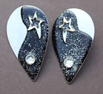 Vtg 1980's Tear Drop Retro (Cyndi Lauper) Pierced Costume Earrings Jewelry