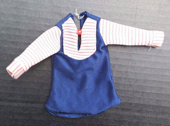 Vtg 1970's Small Blue & Red Doll Play Clothes / Clothing Shirt Top