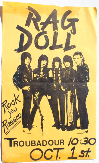 Vtg 1980s 1990s Punk Rock Hair Band Concert Flyer - Rag Doll Trubadour Oct 1st