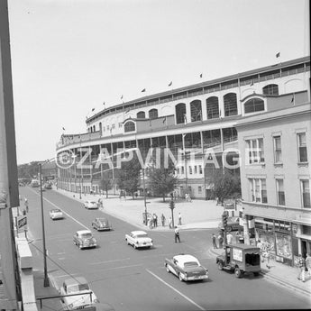 Vtg 1955 Chicago Cubs Stadium Baseball Classic Cars Photo #1437