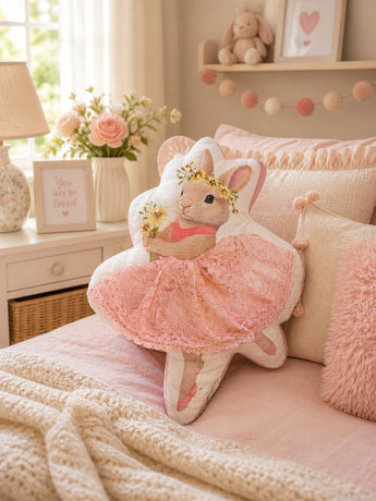 New Pink Cute Easter Bunny Rabbit Ballerina Decorative Holiday Pillow