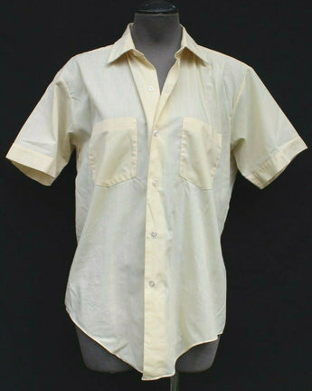 Vtg Men’s Retro Crestfield Yellow Western Button Down Casual Collar Shirt Medium