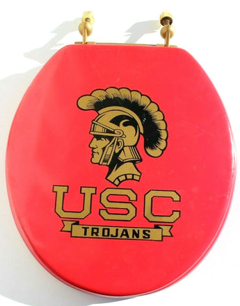 Vtg USC Trojans Classic Toilet Seat UCLA Under Toilet Seat Red Standard Round