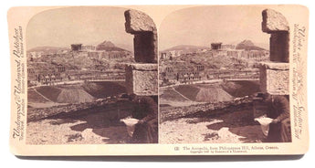 Vtg 1897 STERIOVIEW Card by H. M. Stephens (The Acropolis Athens Greece)