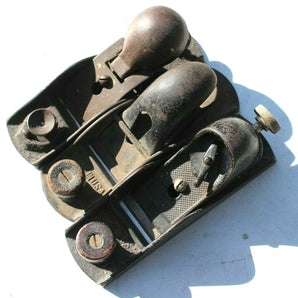 Lot 3 Vtg NO NAME Smooth Bottom Carpentry Woodworking Bench Wood Plane USA