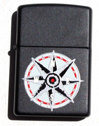Vintage Black Zippo XIII Compass Flip Top Advertising Cigarette Lighter