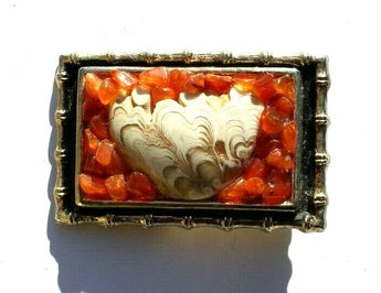 Vtg Hand Made South Western Belt Buckle (Agate Stone Geode Gemstone) #36