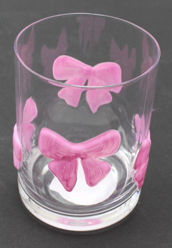 New Pink Bow Embossed Girly Baby Shower Party Gift Glass Tumbler Cup