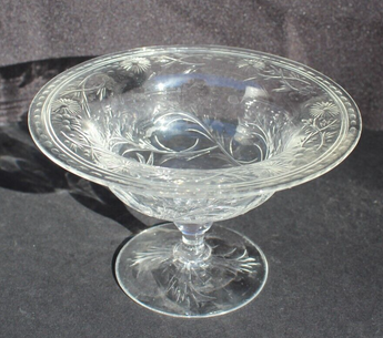 Vintage Elegant Etched Glass Footed Sundae Dessert Bowl Shrimp Cocktail Server
