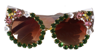 New Rhinestone Cat Eye Sunglasses Luxury Green White Flowers Bumble Bee Summer