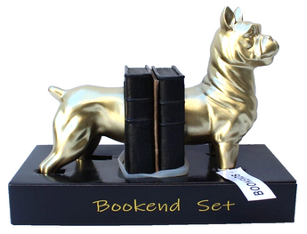 New Gold / Black Modern French Bulldog Dog Animal Resin Bookends Book Ends