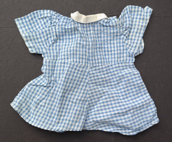 Vtg 1970 Blue Checkered Collard Dress Doll Play Clothes / Clothing (19 Of 200)