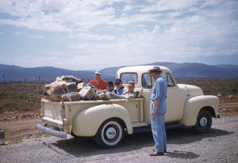 Vtg 1950's California CHEVY Chevrolet 5 Window CAB Truck GUYS Camping Photo