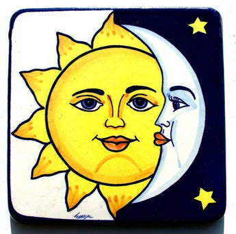 Vtg Hand Painted Sol Y Luna Mexico By Ferrajal Table Top Cooking Kitchen Tile