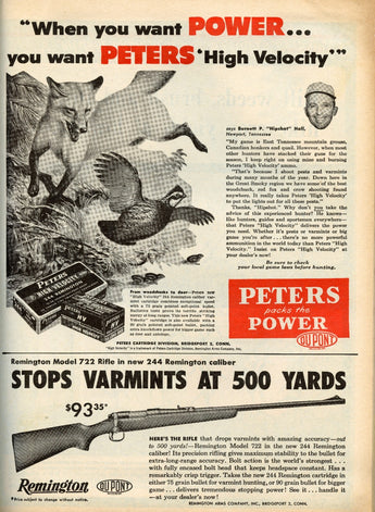 Vintage 1956 Remington Model 722 Rifle Dupont Advertisement Ad Photo #3009