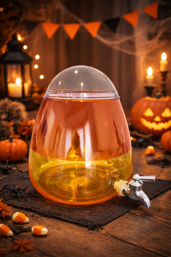 New Large Orange & Yellow Plastic Candy Corn Halloween Party Beverage Dispenser