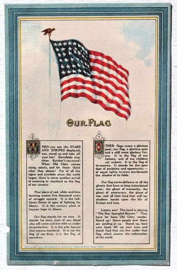 RARE Vtg Antique Early 1900s Era Postcard RPPC - 1915 American Flag Patriotic #3