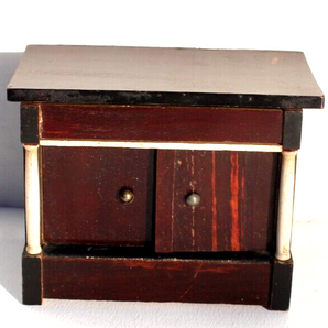 Antique DOLLHOUSE Miniature BIEDERMEIER Wood Breakfast Bar Storage Cabinet