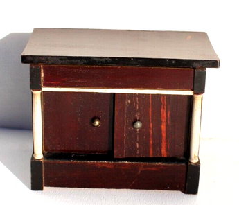 Antique DOLLHOUSE Miniature BIEDERMEIER Wood Breakfast Bar Storage Cabinet