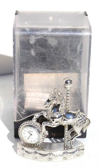 Vintage ELGIN Mini Collectible Carousel Horse Clock 3 1/2 x 2 1/2