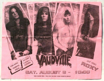 Vtg 1980s 1990s Punk Rock Hair Band Concert Flyer - Vaudville (The Roxy) Aug 8th