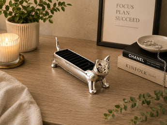 New Silver Chrome Umbra Chrome Cat Kitten Ring Holder Jewelry Boxes Organizers
