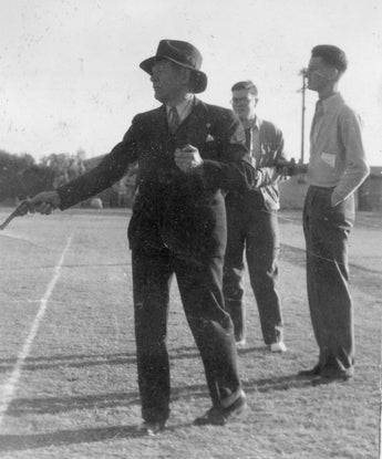 Vtg B&W 1920's - 1930's BETA PHI Frat Photo (Shooting Shot Gun To Start Game)