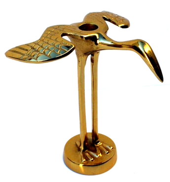 VTG Metal Gold Flying Crane Egret Heron Bird Figurine Sculpture Candle Holder