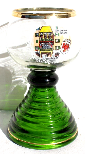 Beehive Stem Miniature Goblet Goldenes Dachl Innsbruck Germany Souviner Glass