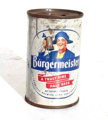 Vintage 1950s BURGERMEISTER TIN CAN COIN BANK Advertising