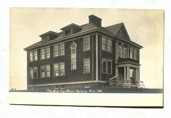 Vtg 1907 The New High School Building Milo Maine (Silver Gel) RPPC Postcard