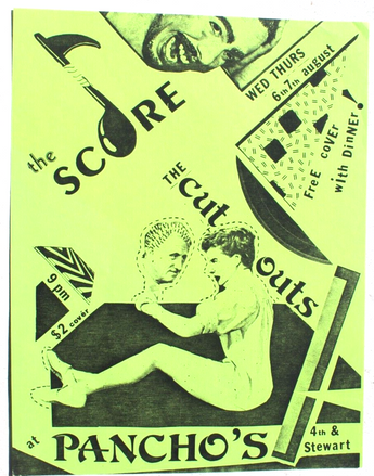 Vtg 1980s 1990s Punk Rock Hair Band Concert Flyer The Cut Out THE SCORE Panchos