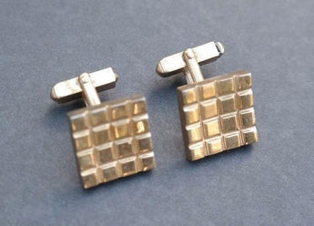 Vtg Gold Tone Square Swank Waffle Men's CUFFLINKS (Excellent 18 of 100)
