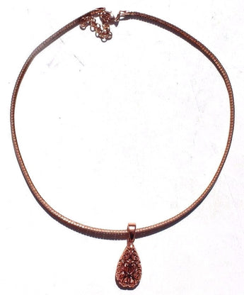 Vintage Rose Gold Tear Drop Pendant Cuff Band Necklace Jewelry