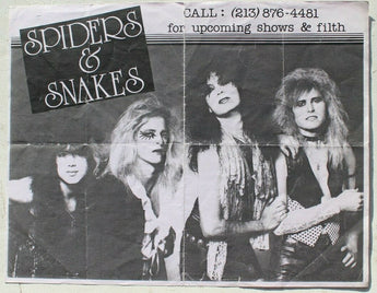 Vtg 1980s 1990s Punk Rock Hair Band Concert Flyer - Spiders And Snakes