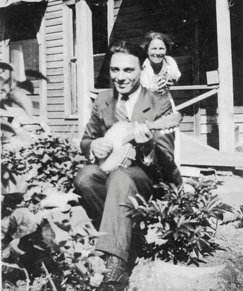 Vintage B&W 1930s Man Boy Playing A Banjo Photo #1309