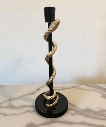 New Gold MCM Metal Gold Black Snake Candle Holder Halloween Room Decor
