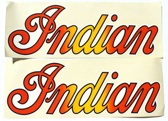 2 Large NOS Vintage Indian Motorcycle Tank Logo Decal Sticker Set 6.5" X 18.5"