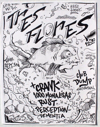 Vtg Sept 3rd Tres Flores(Dementia)The Central Sunset Blvd CA Rock Concert Flyer