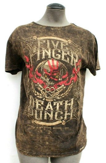 New MENS Five Finger Death Punch Brewed In Las Vegas Rustic Wash Graphic T-Shirt