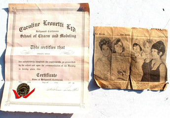 Vtg June 12, 1964 Certificate For School Of Charm And Modeling W/ Newspaper Ad