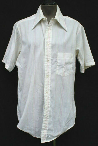 Vtg Men’s Retro MCM Disco Pink Stripped Button Down Casual Collar Shirt - Medium