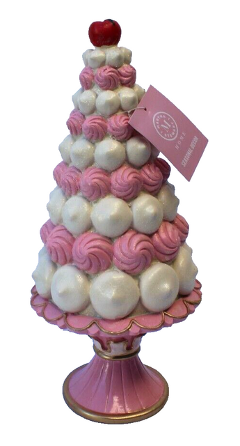 Martha Stewart Pink Whipped Meringue Macarons Beignet Pedestal Christmas TREE