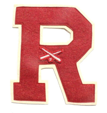 Vtg Varsity Letterman's Embroidered Cardigan Patch "R" Baseball Red & White
