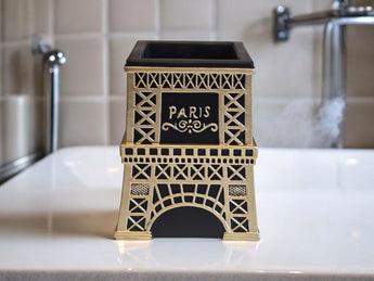 New Black & Gold Paris Eiffel Tower Bathroom Tooth Brush Holder Storage